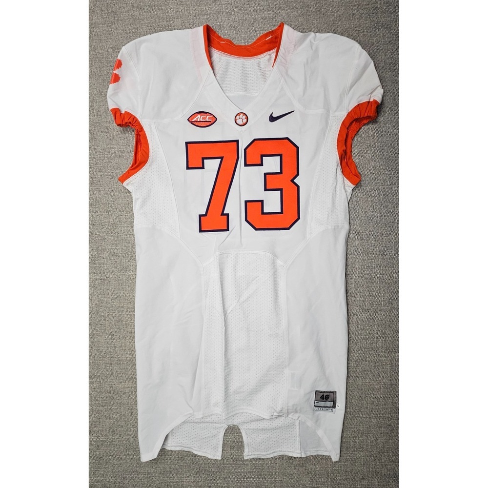 Clemson Tigers Football Jersey Mens 46 L White Game Worn Team Issued Nike #73